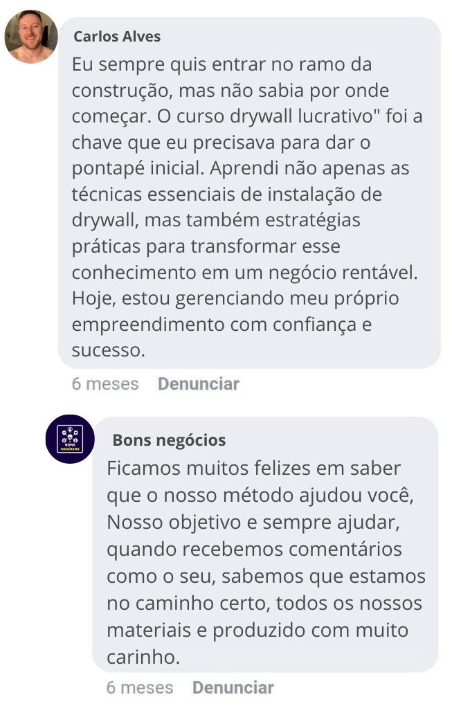 Depoimento de cliente satisfeito